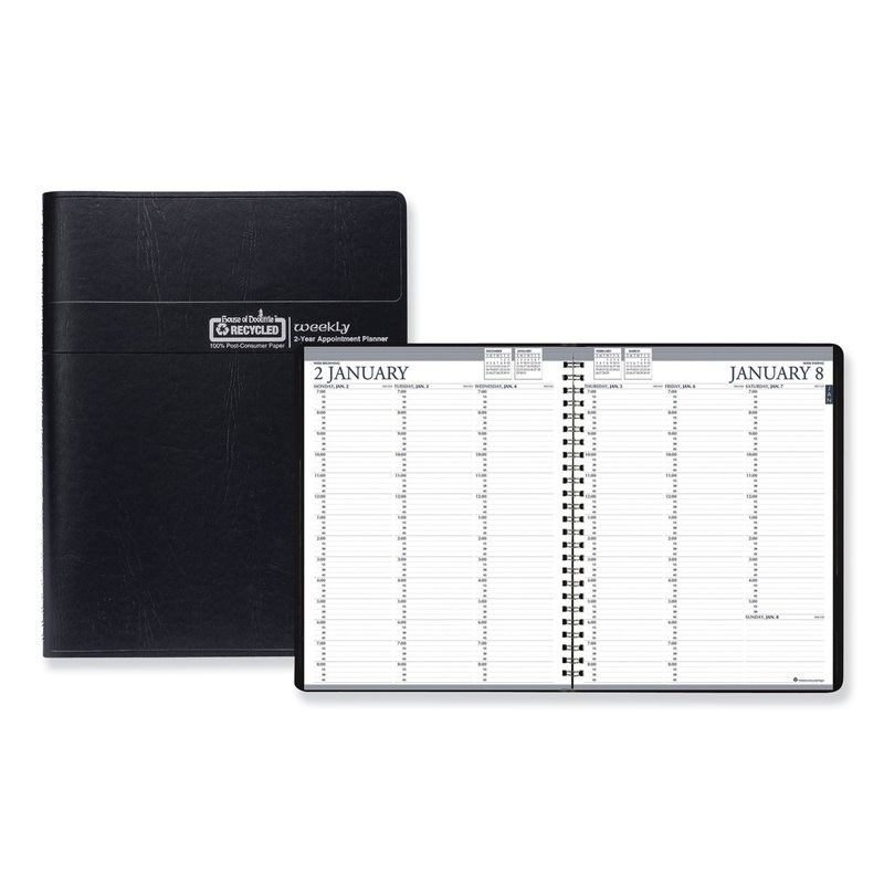 RECYCLED TWO-YEAR PROFESSIONAL WEEKLY PLANNER, 11 X 8 1/2, BLACK, 2020-2021