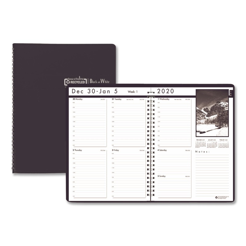 WEEKLY PLANNER WITH BLACK AND WHITE PHOTOS, 11 X 8 1/2, BLACK, 2020