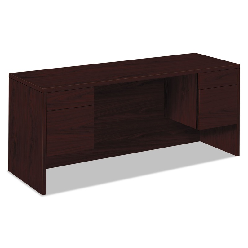 10500 Series Kneespace Credenza With 3/4-Height Pedestals, 60w X 24d, Mahogany