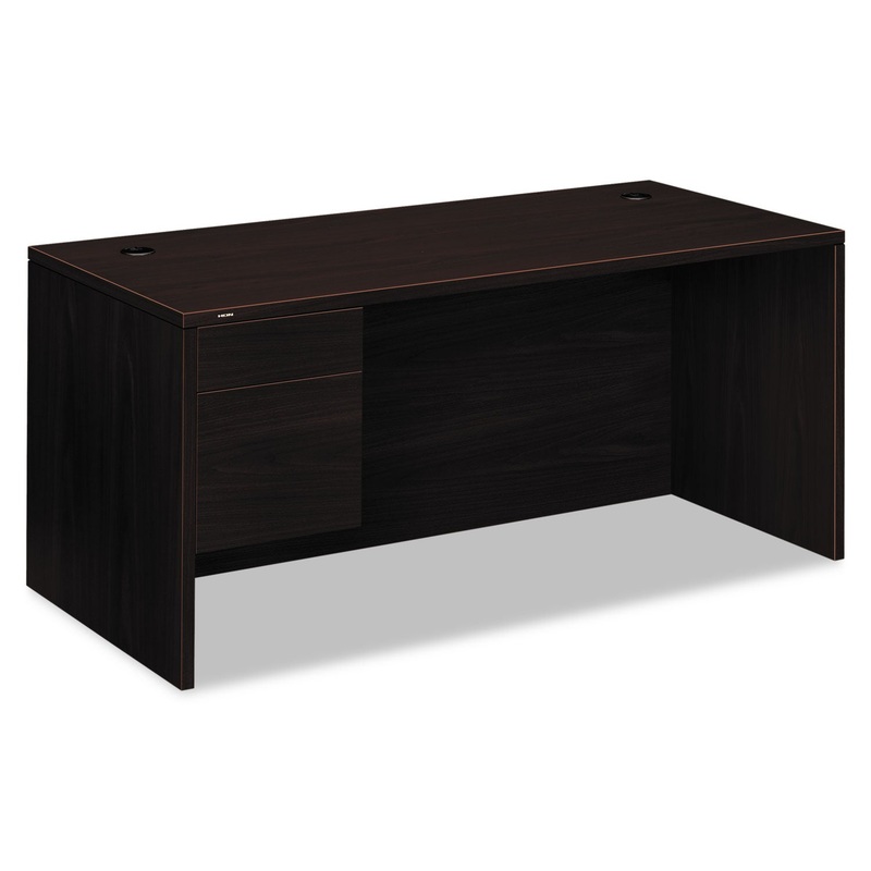 10500 SERIES “L” LEFT 3/4 HEIGHT PEDESTAL DESK, 66W X 30D X 29.5H, MAHOGANY