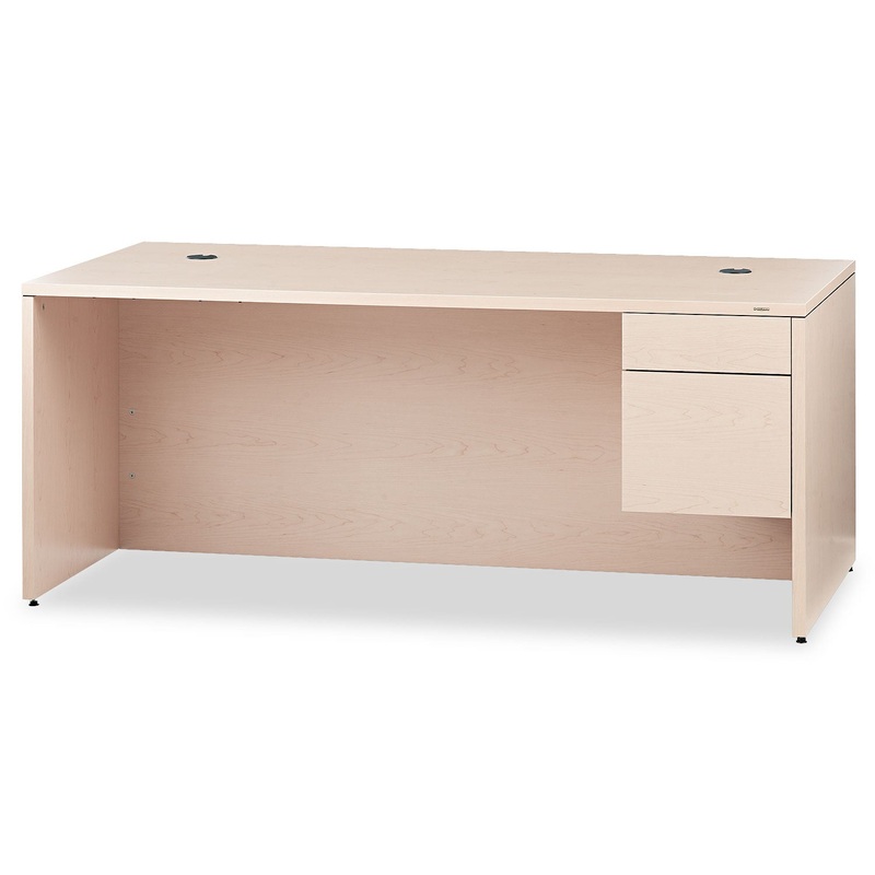 10500 SERIES LARGE “L” RIGHT 3/4 HEIGHT PEDESTAL DESK, 72W X 36D X 29.5H, NATURAL MAPLE