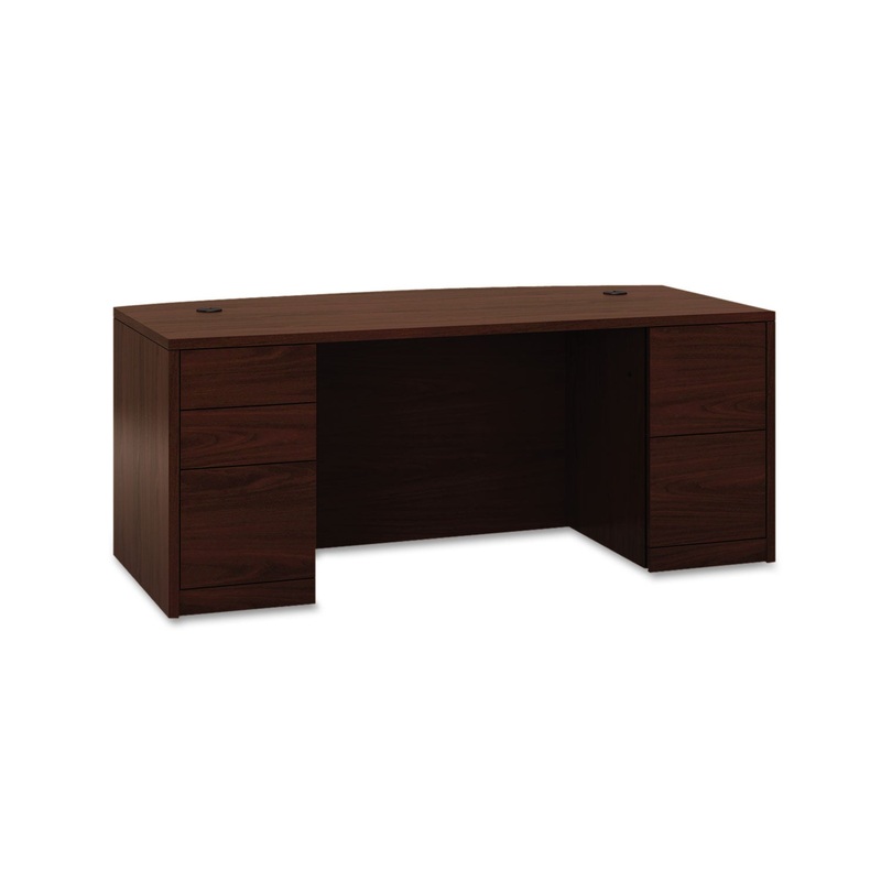 10500 BOW FRONT DOUBLE PEDESTAL DESK, FULL HEIGHT PEDESTALS, 72W X 36D X 29.5H, MAHOGANY