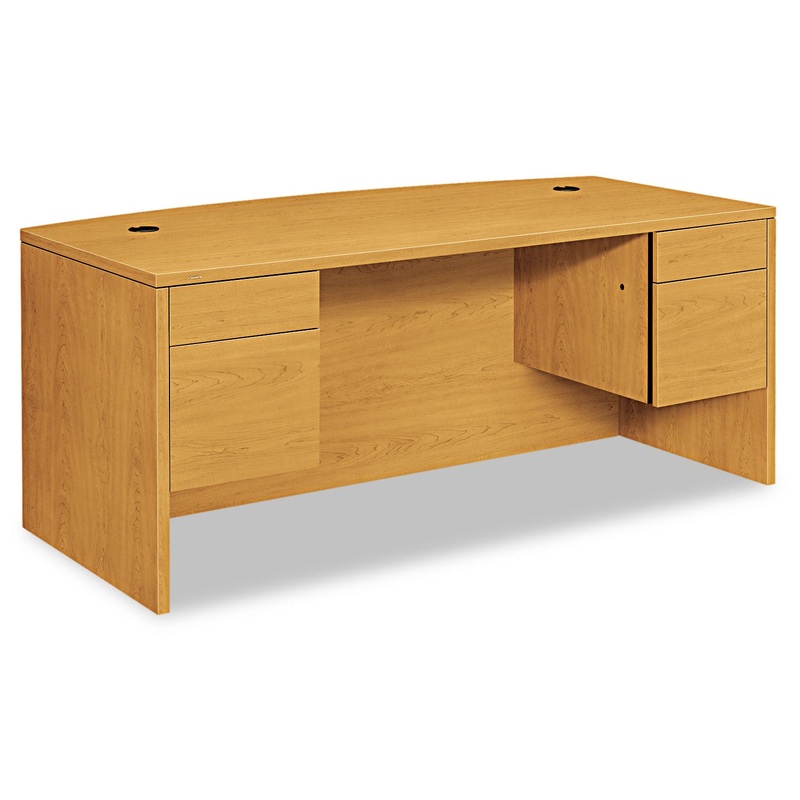 10500 SERIES BOW FRONT DESK, 3/4 HEIGHT DOUBLE PEDESTALS, 72W X 36D X 29.5H, HARVEST