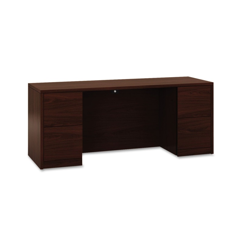 10500 Series Kneespace Credenza With Full-Height Pedestals, 72w X 24d, Mahogany
