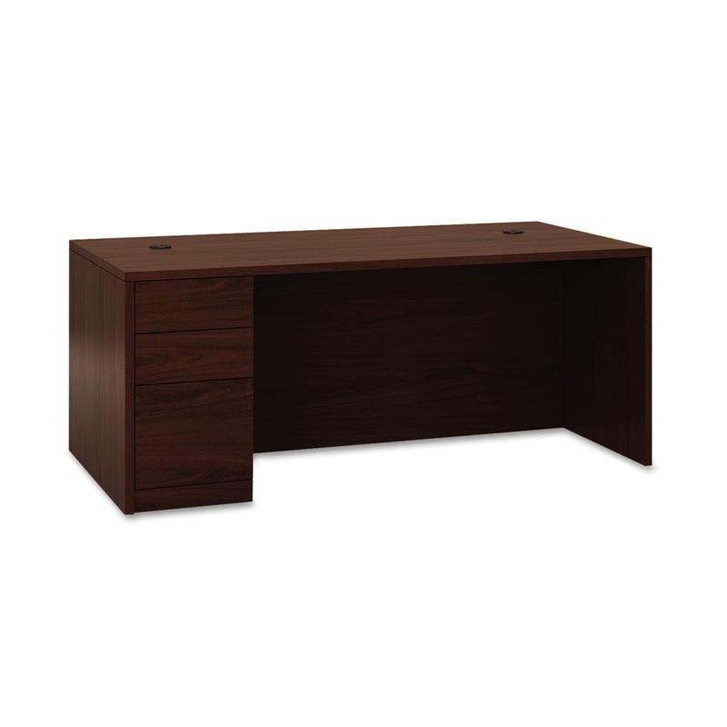 10500 SERIES “L” SINGLE PEDESTAL DESK, LEFT FULL-HEIGHT PED, 72W X 36D X 29.5H, MAHOGANY