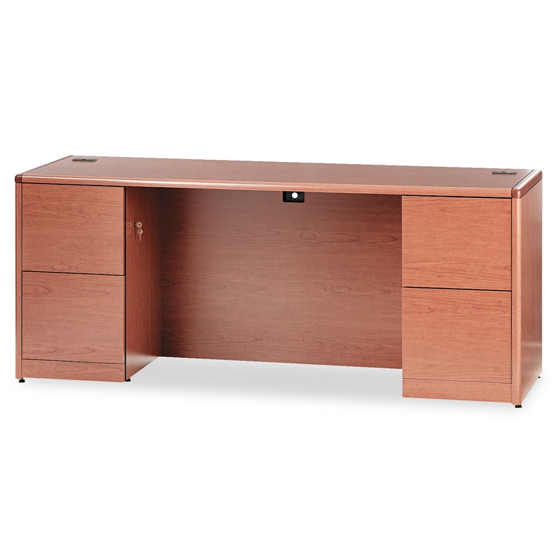 10700 KNEESPACE CREDENZA, FULL HEIGHT PEDESTAL, 72W X 24D X 29.5H, BOURBON CHERRY