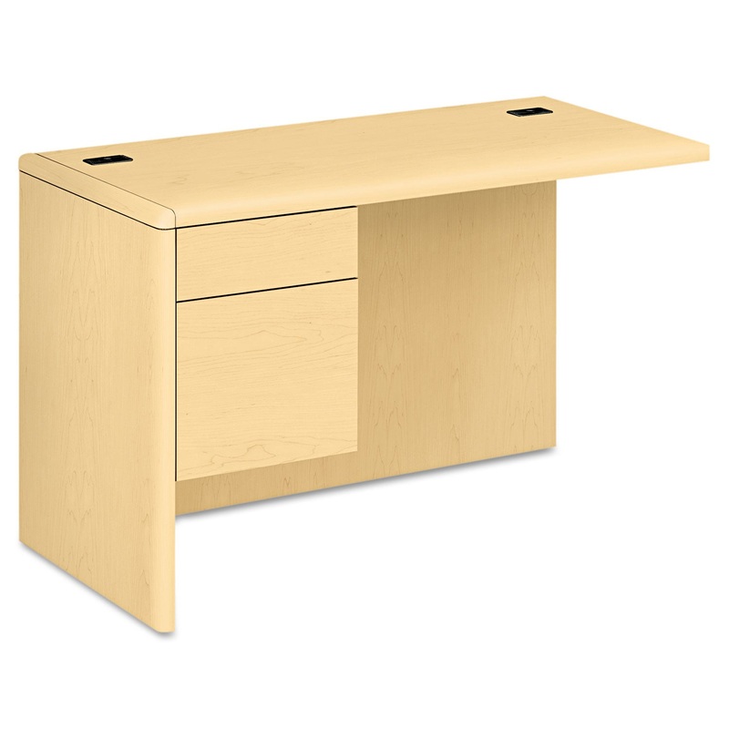10700 “l” Workstation Return, 3/4 Height Left Pedestal, 48w X 24d, Natural Maple