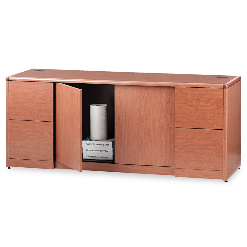 10700 SERIES CREDENZA W/DOORS, 72W X 24D X 29.5H, BOURBON CHERRY