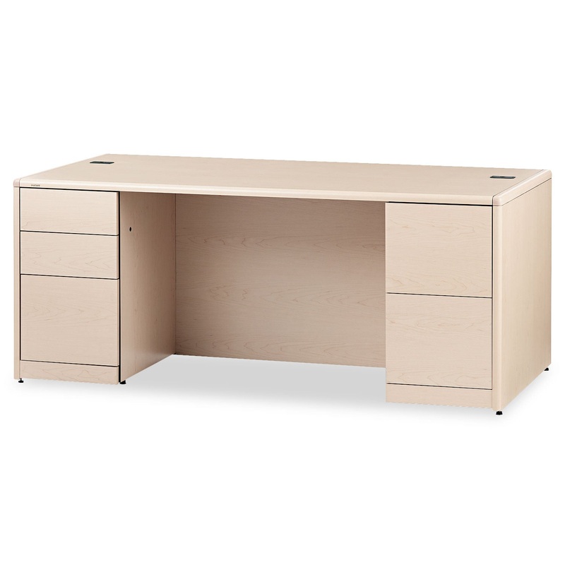 10700 DOUBLE PEDESTAL DESK WITH FULL HEIGHT PEDESTALS, 72W X 36D X 29.5H, NATURAL MAPLE