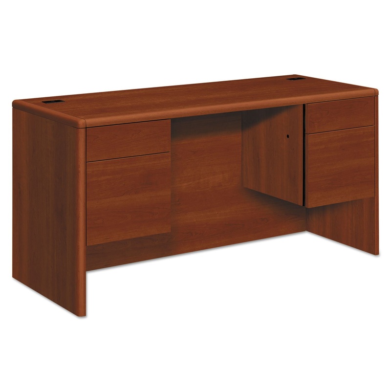 10700 KNEESPACE CREDENZA, 3/4 HEIGHT PEDESTALS, 60W X 24D X 29.5H, COGNAC