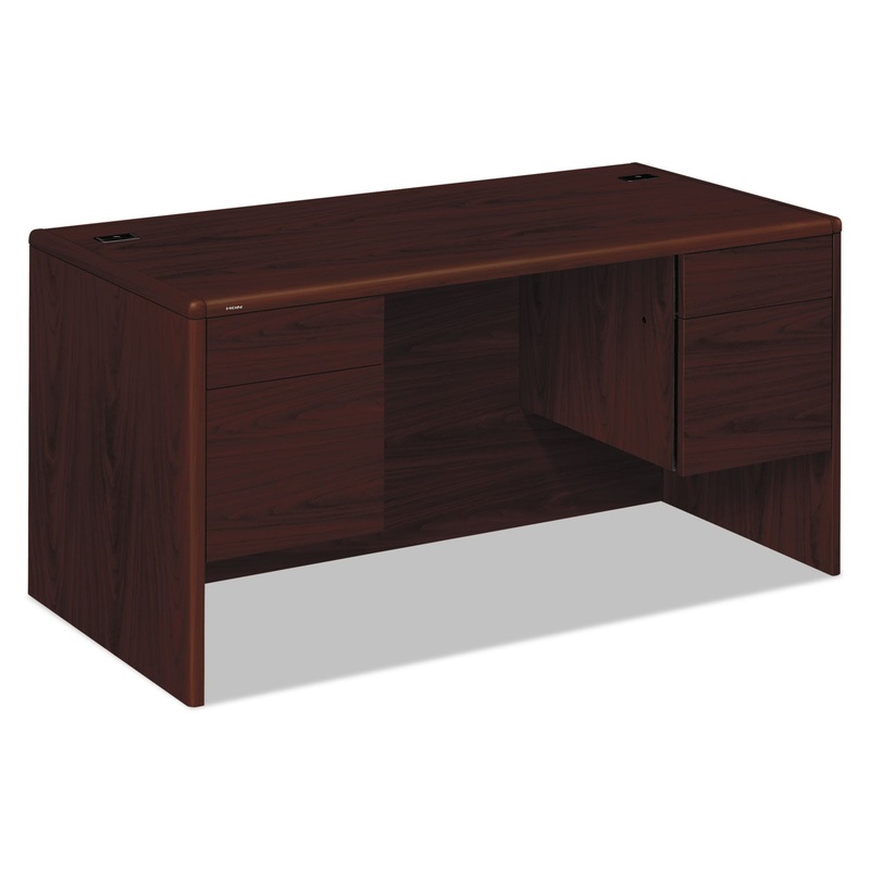 10700 SERIES DESK, 3/4 HEIGHT DOUBLE PEDESTALS, 60W X 30D X 29.5H, MAHOGANY