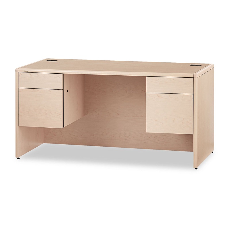 10700 SERIES DESK, 3/4 HEIGHT DOUBLE PEDESTALS, 60W X 30D X 29.5H, NATURAL MAPLE