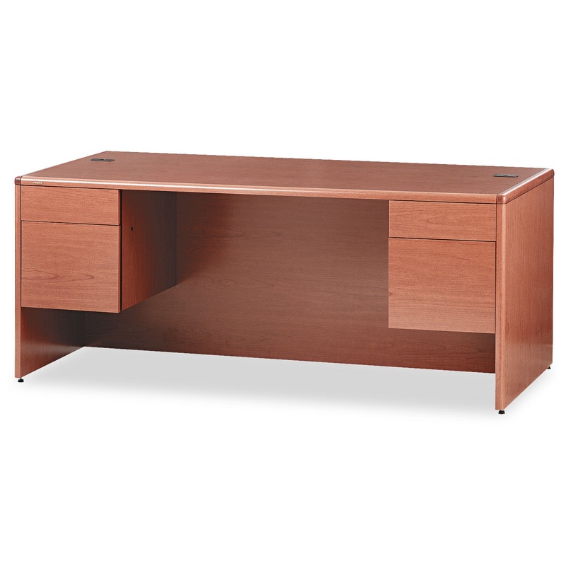 10700 SERIES DESK, 3/4 HEIGHT DOUBLE PEDESTALS, 72W X 36D X 29.5H, BOURBON CHERRY