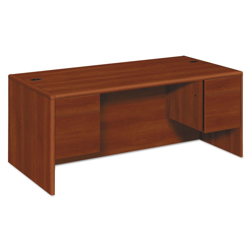 10700 SERIES DESK, 3/4 HEIGHT DOUBLE PEDESTALS, 72W X 36D X 29.5H, COGNAC
