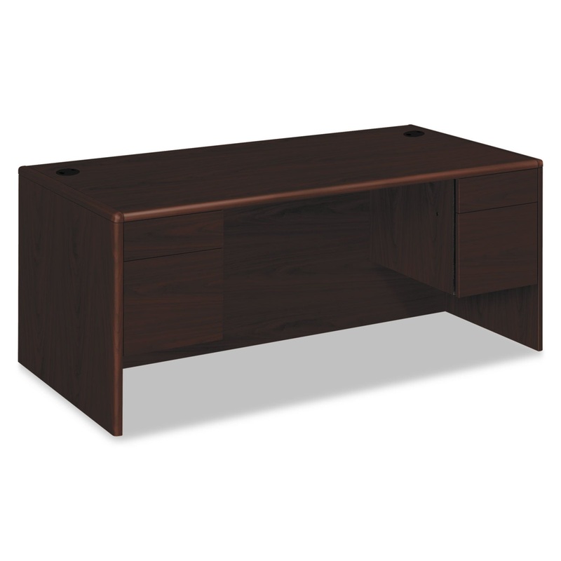 10700 SERIES DESK, 3/4 HEIGHT DOUBLE PEDESTALS, 72W X 36D X 29.5H, MAHOGANY