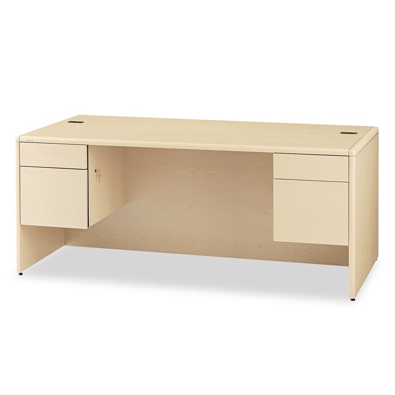 10700 SERIES DESK, 3/4 HEIGHT DOUBLE PEDESTALS, 72W X 36D X 29.5H, NATURAL MAPLE