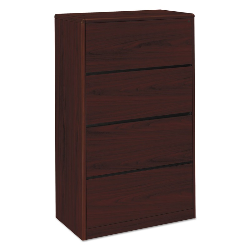 10700 SERIES FOUR DRAWER LATERAL FILE, 36W X 20D X 59.13H, MAHOGANY