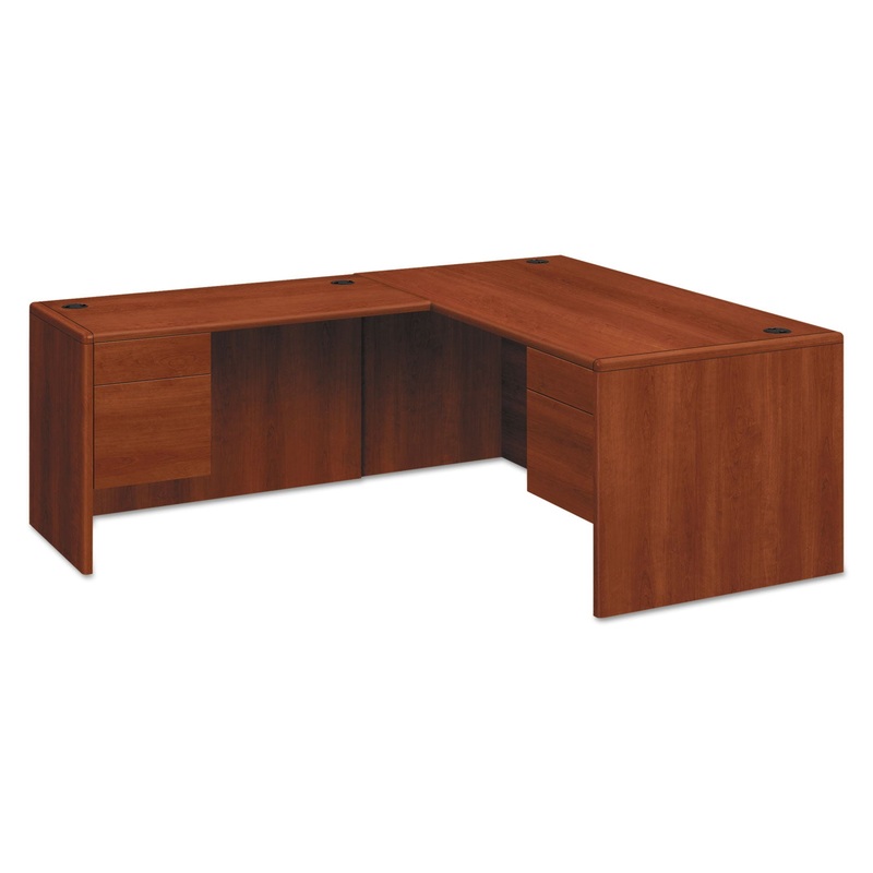 10700 SERIES “L” DESK, 3/4 RIGHT PEDESTAL, 66W X 30D X 29.5H, COGNAC