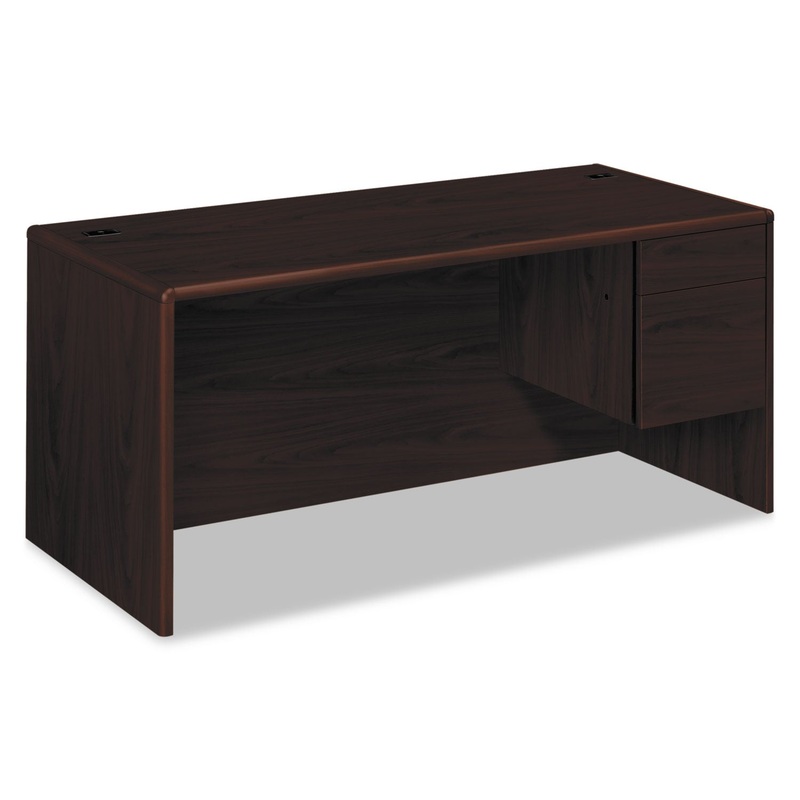 10700 SERIES “L” DESK, 3/4 RIGHT PEDESTAL, 66W X 30D X 29.5H, MAHOGANY