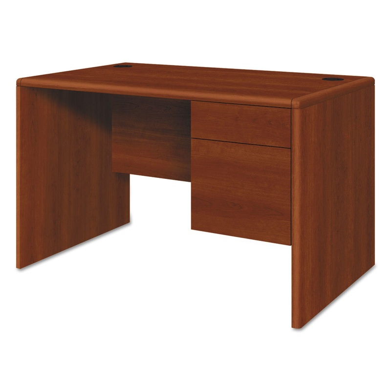 10700 SERIES SINGLE 3/4 RIGHT PEDESTAL DESK, 48W X 30D X 29.5H, COGNAC