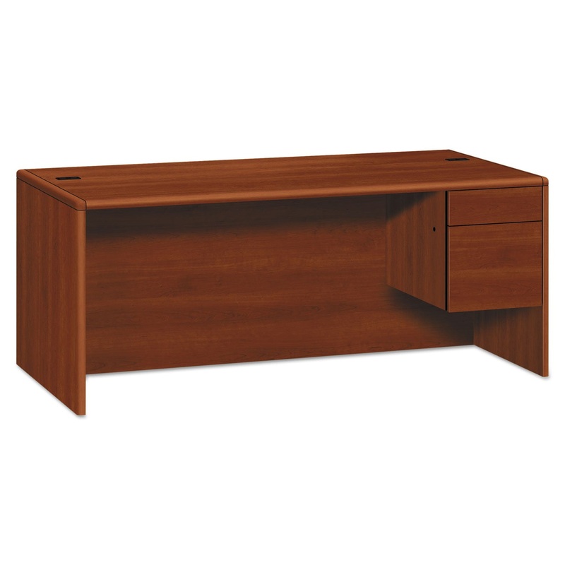 10700 SERIES SINGLE 3/4 RIGHT PEDESTAL DESK, 72W X 36D X 29.5H, COGNAC