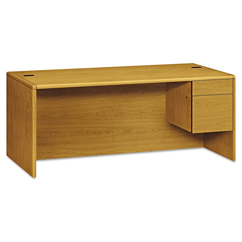 10700 SERIES SINGLE 3/4 RIGHT PEDESTAL DESK, 72W X 36D X 29.5H, HARVEST