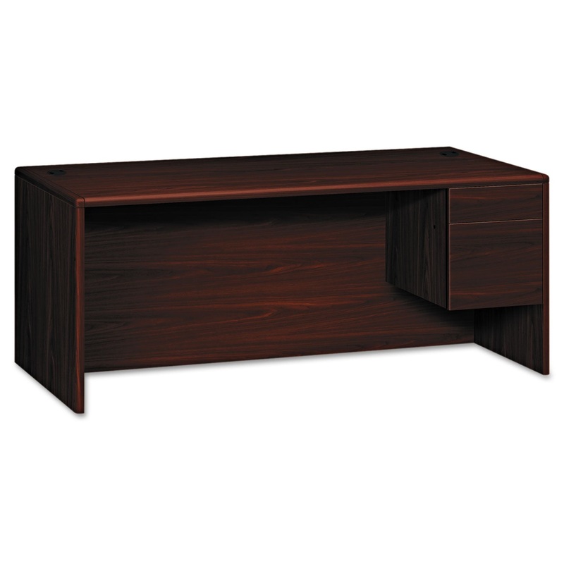 10700 SERIES SINGLE 3/4 RIGHT PEDESTAL DESK, 72W X 36D X 29.5H, MAHOGANY