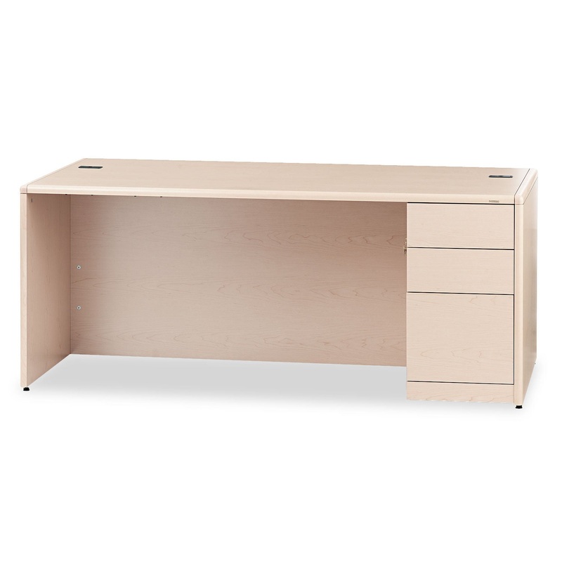 10700 SINGLE PEDESTAL DESK, FULL HEIGHT RIGHT PEDESTAL, 72W X 36DX 29.5H, NATURAL MAPLE