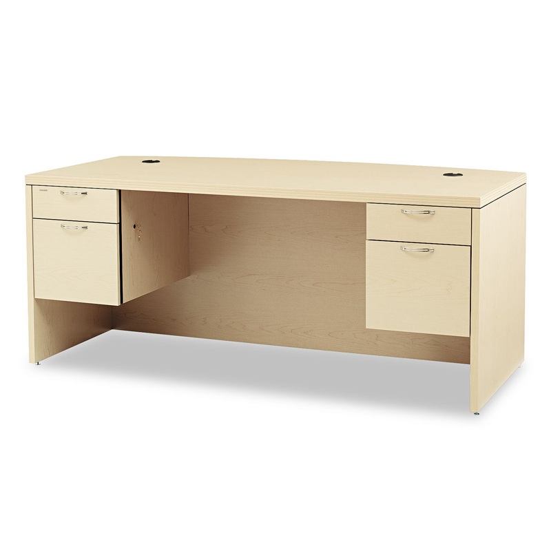 VALIDO SERIES BOW TOP DOUBLE PEDESTAL DESK, 72W X 36D X 29.5H, NATURAL MAPLE