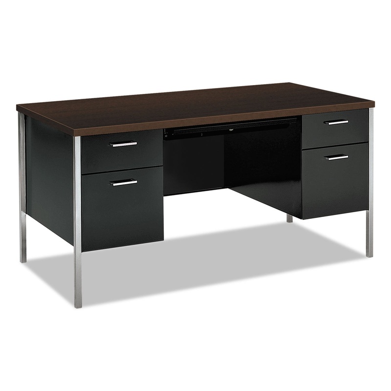 34000 SERIES DOUBLE PEDESTAL DESK, 60W X 30D X 29.5H, MOCHA/BLACK