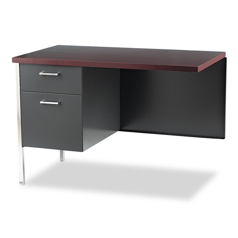 34000 Series “l” Workstation Return, Left, 42w X 24d, Mahogany/charcoal
