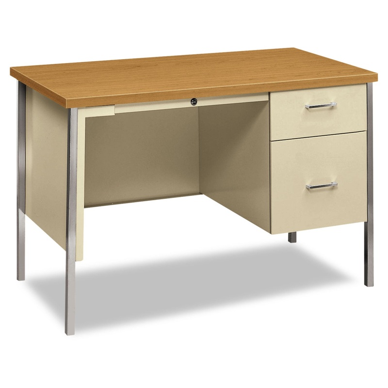34000 SERIES RIGHT PEDESTAL DESK, 45.25W X 24D X 29.5H, HARVEST/PUTTY