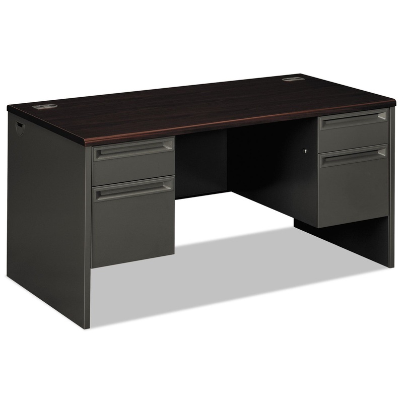 38000 SERIES DOUBLE PEDESTAL DESK, 60W X 30D X 29.5H, MAHOGANY/CHARCOAL