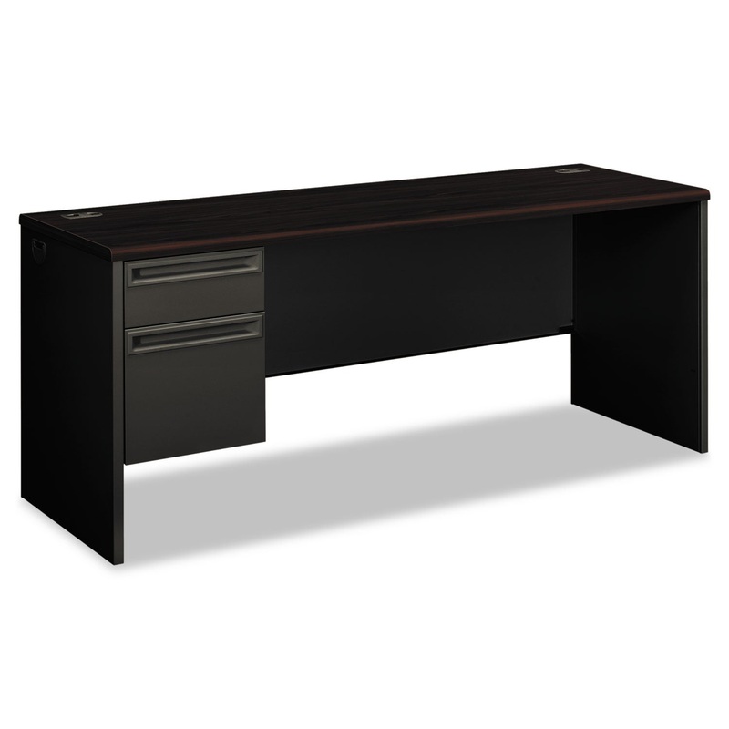 38000 SERIES LEFT PEDESTAL CREDENZA, 72W X 24D X 29.5H, MAHOGANY/CHARCOAL