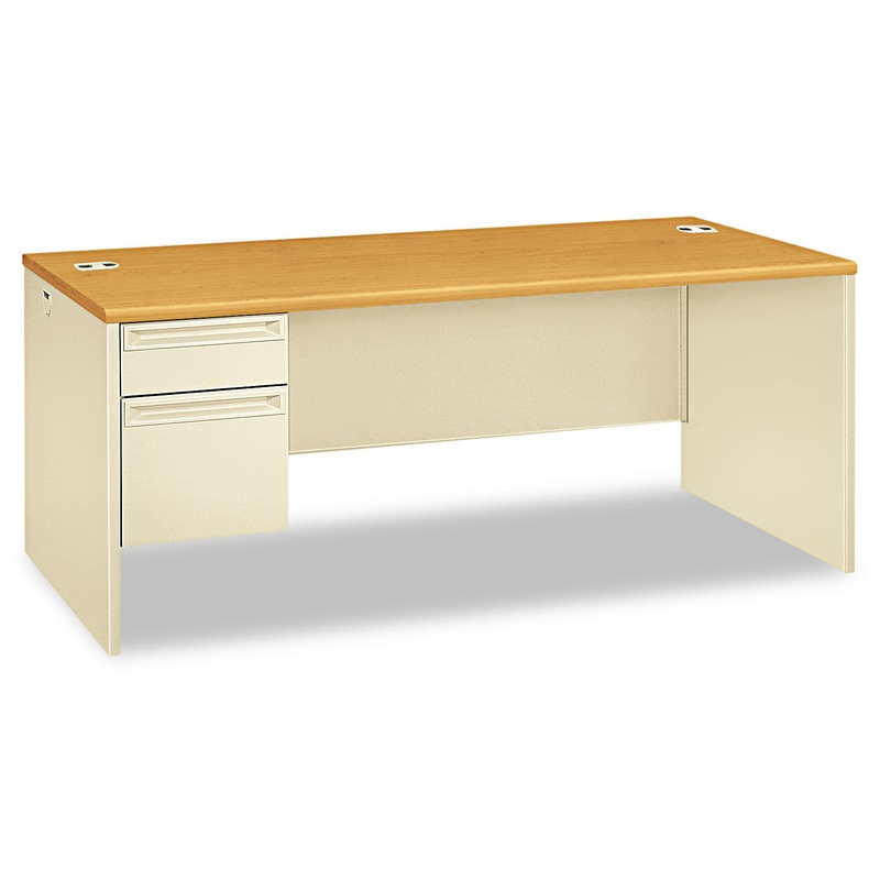 38000 SERIES LEFT PEDESTAL DESK, 72W X 36D X 29.5H, HARVEST/PUTTY