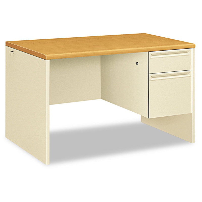 38000 SERIES RIGHT PEDESTAL DESK, 48W X 30D X 29.5H, HARVEST/PUTTY