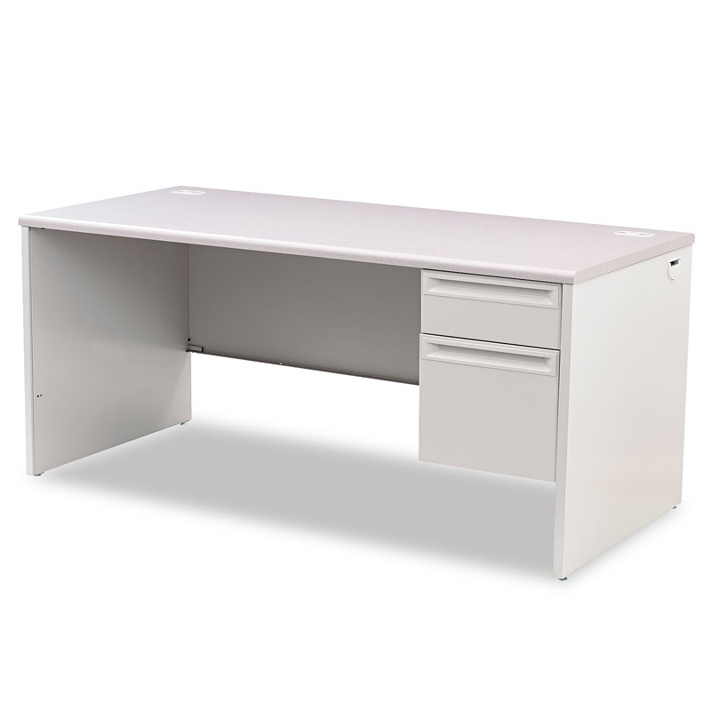 38000 SERIES RIGHT PEDESTAL DESK, 66W X 30D X 29.5H, LIGHT GRAY