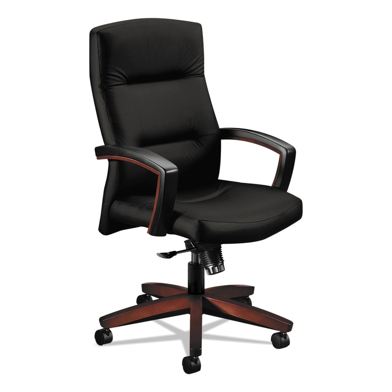 5000 SERIES PARK AVENUE COLLECTION EXECUTIVE HIGH-BACK KNEE TILT CHAIR, UP TO 250 LBS., BLACK SEAT/BACK, OAK/BLACK BASE