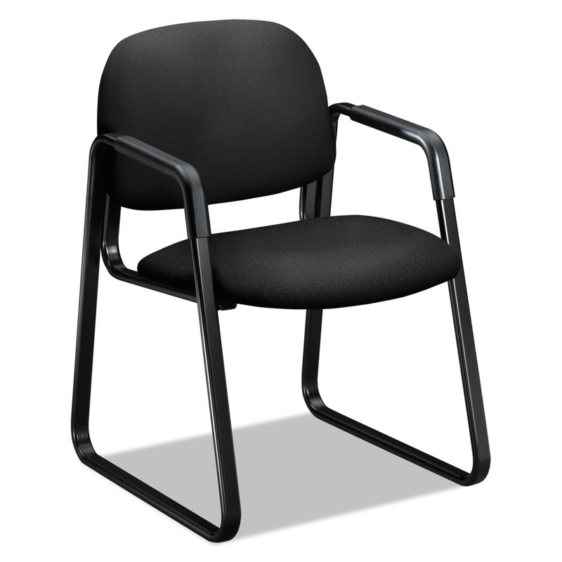 SOLUTIONS SEATING 4000 SERIES SLED BASE GUEST CHAIR, 23.5″ X 26″ X 33″, BLACK SEAT, BLACK BACK, BLACK BASE