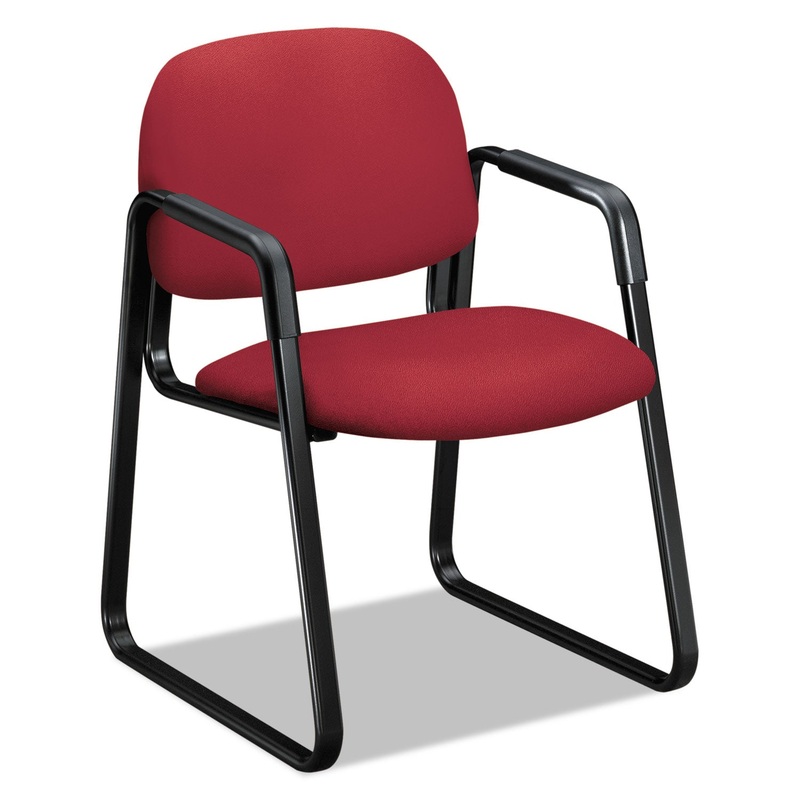 SOLUTIONS SEATING 4000 SERIES SLED BASE GUEST CHAIR, 23.5″ X 26″ X 33″, MARSALA SEAT, MARSALA BACK, BLACK BASE