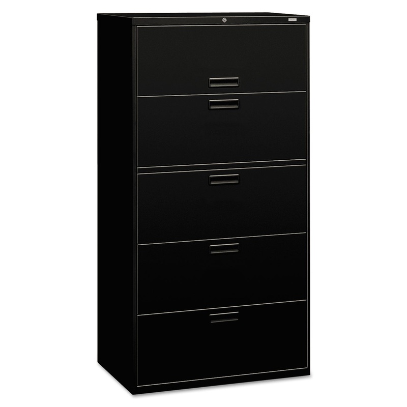 500 SERIES FIVE-DRAWER LATERAL FILE, 36W X 18D X 64.25H, BLACK