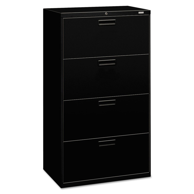 500 SERIES FOUR-DRAWER LATERAL FILE, 30W X 18D X 52.5H, BLACK