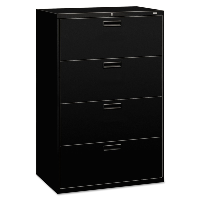 500 SERIES FOUR-DRAWER LATERAL FILE, 36W X 18D X 52.5H, BLACK