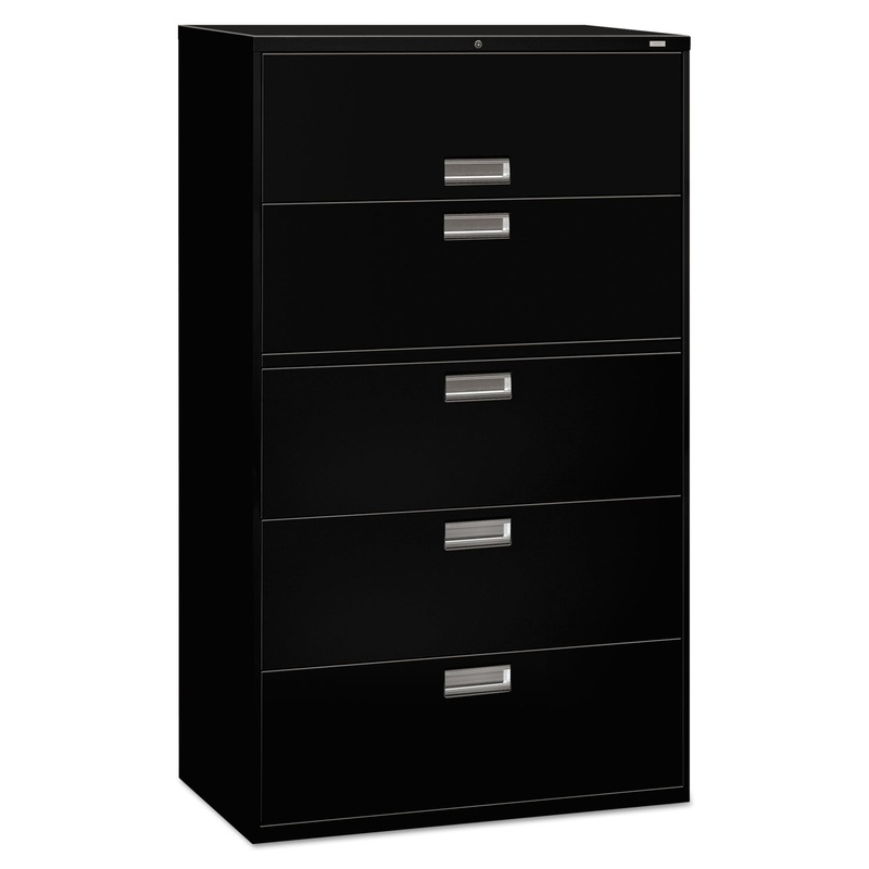 600 SERIES FIVE-DRAWER LATERAL FILE, 42W X 18D X 64.25H, BLACK
