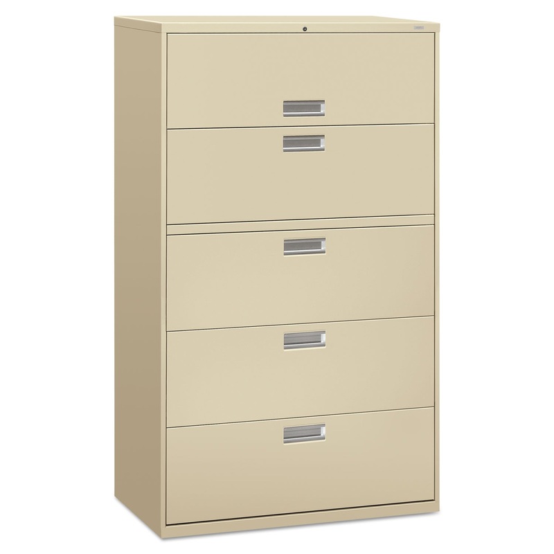 600 SERIES FIVE-DRAWER LATERAL FILE, 42W X 18D X 64.25H, PUTTY