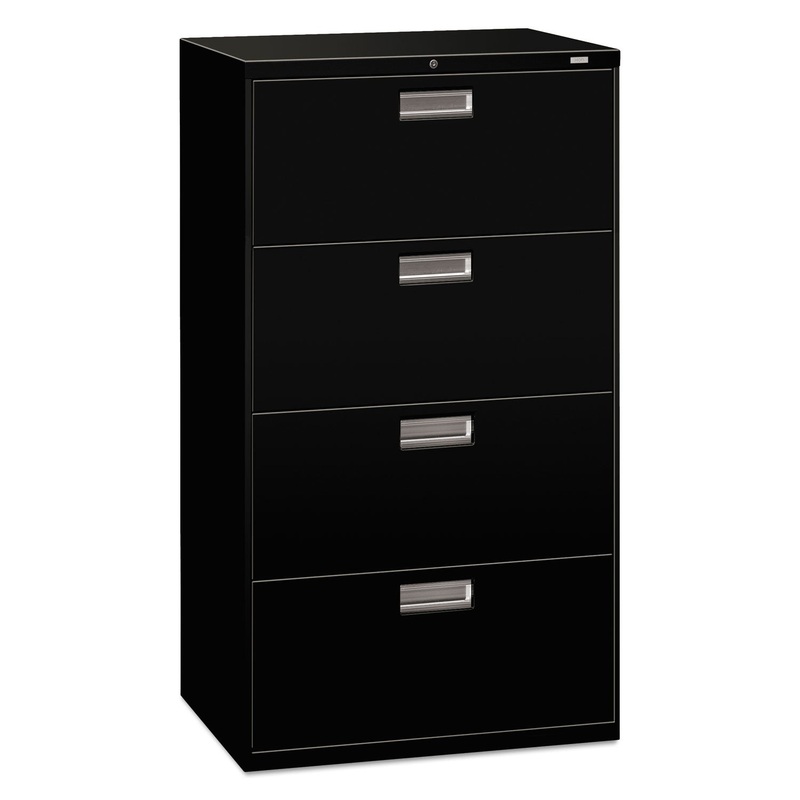 600 SERIES FOUR-DRAWER LATERAL FILE, 30W X 18D X 52.5H, BLACK