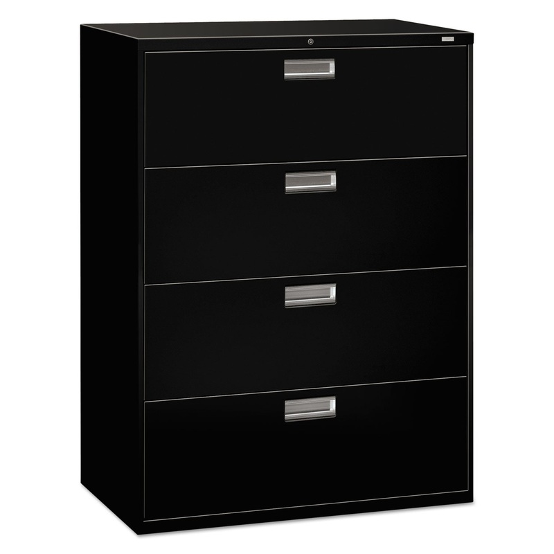 600 SERIES FOUR-DRAWER LATERAL FILE, 42W X 18D X 52.5H, BLACK