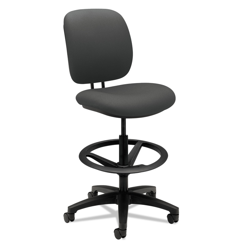 COMFORTASK TASK STOOL WITH ADJUSTABLE FOOTRING, 32″ SEAT HEIGHT, SUPPORTS UP TO 300 LBS, IRON ORE SEAT/BACK, BLACK BASE