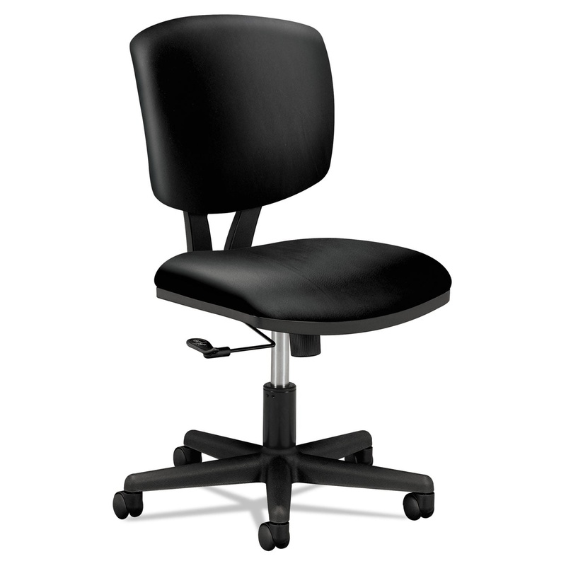 VOLT SERIES LEATHER TASK CHAIR, SUPPORTS UP TO 250 LBS., BLACK SEAT/BLACK BACK, BLACK BASE