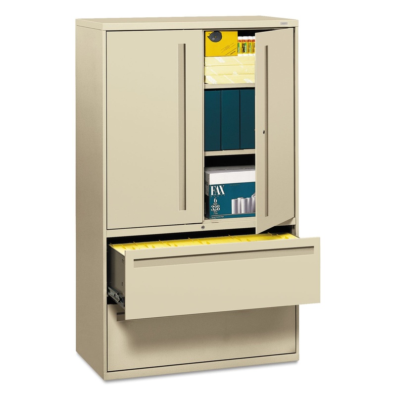 700 SERIES LATERAL FILE WITH STORAGE CABINET, 42W X 18D X 64.25H, PUTTY